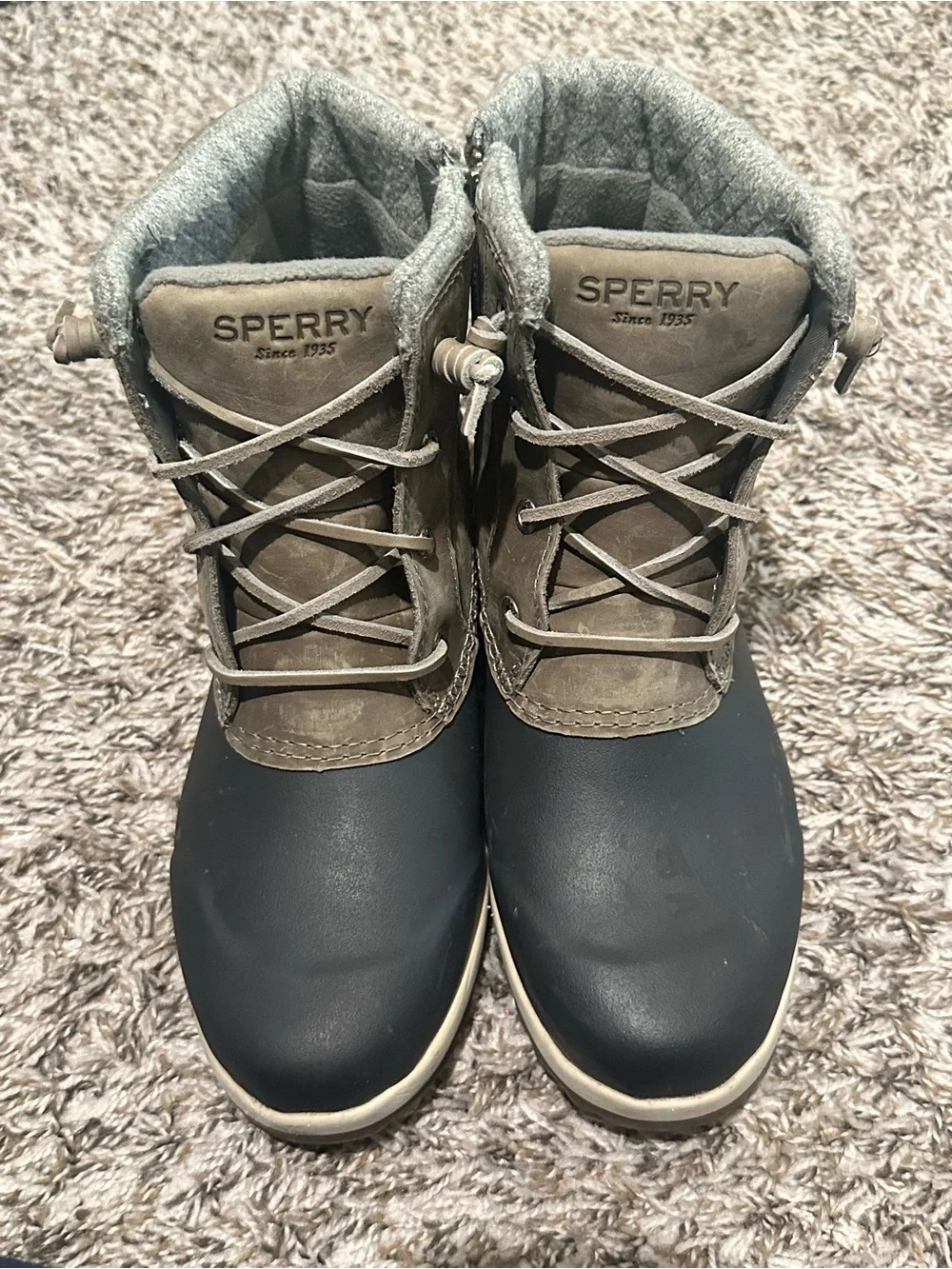 Sperry Two-Tone Brown and Black Waterproof Lace-Up Boots